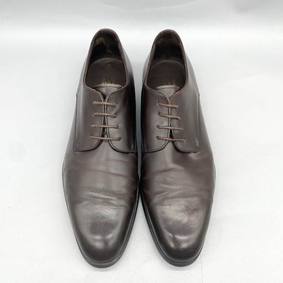 Bruno Magli Mens 9.5 M Seneca Oxfords Shoes Dark Brown‎ Leather Plain Toe Derby